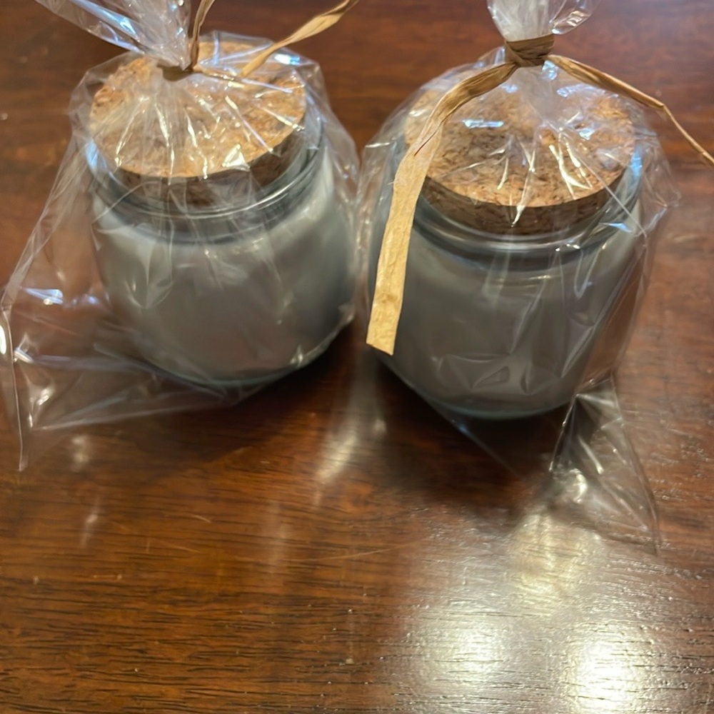 Gray Candle Holders with Elegant Ribbons SANDALWOOD scented.